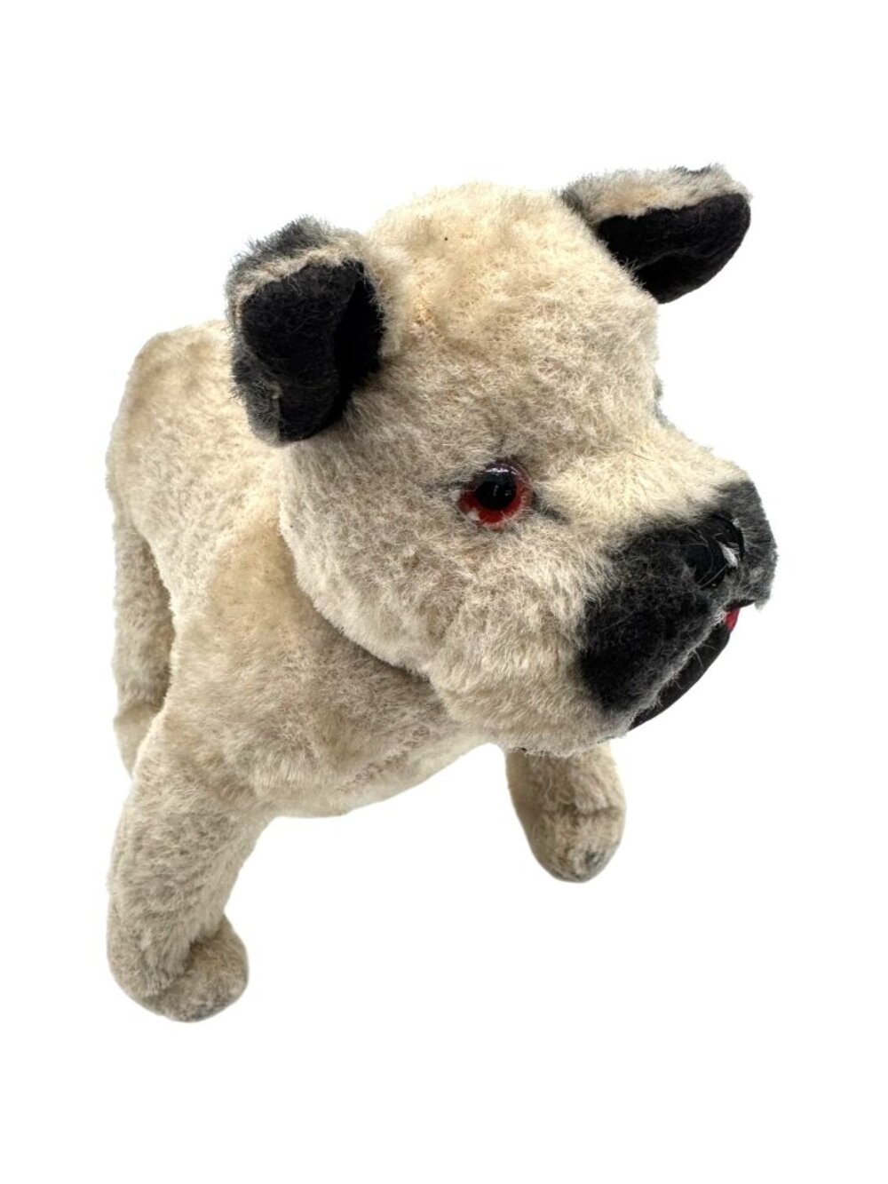 Vtg Straw Fill Bulldog Stuffed Animal Japan 8" X 7.5" Plush Toy W/ Collar